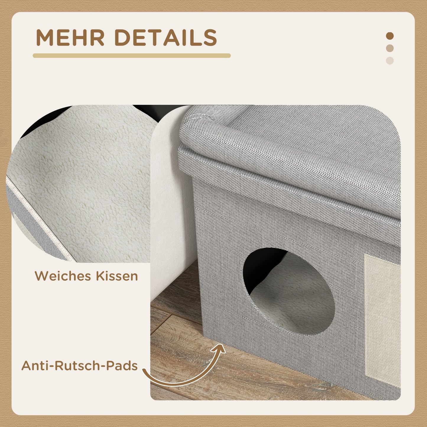 Pawhut Katzenhaus mit zwei hochwertigen Edelstahlnäpfen