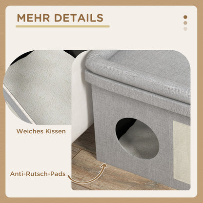 Pawhut Katzenhaus mit zwei hochwertigen Edelstahlnäpfen