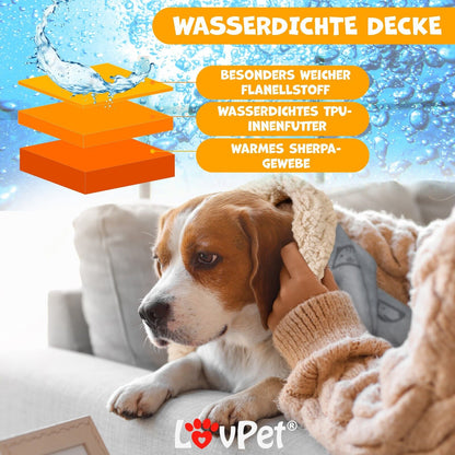 LOVPET® Waterproof Dog Blanket with Fleece Dry Bed for Pets, Accompanied by 3 Toy Bones