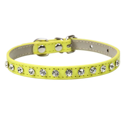 Rhinestone-Embellished PU Leather Collar and Leash Set for Small Dogs and Cats - Available in 12 Vibrant Colors