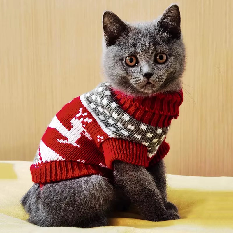 Elegant Cat Sweater Costume - Winter Pullover Apparel for Cats, Suitable for Sphynx and Various Breeds