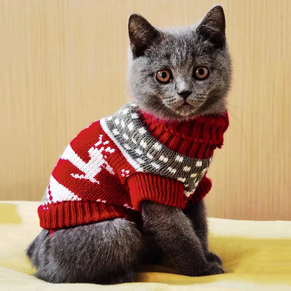Elegant Cat Sweater Costume - Winter Pullover Apparel for Cats, Suitable for Sphynx and Various Breeds