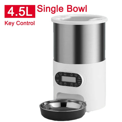 Smart App-Controlled Stainless Steel Cat and Dog Feeder - Automatic Double Meal Dispenser for Remote Feeding