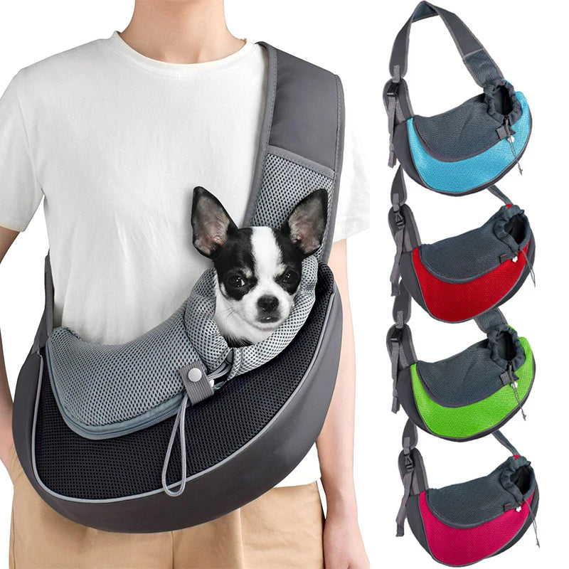 Premium Pet Carrier Backpack for Cats and Dogs - Mesh Sling Travel Tote with Adjustable Crossbody Shoulder Strap