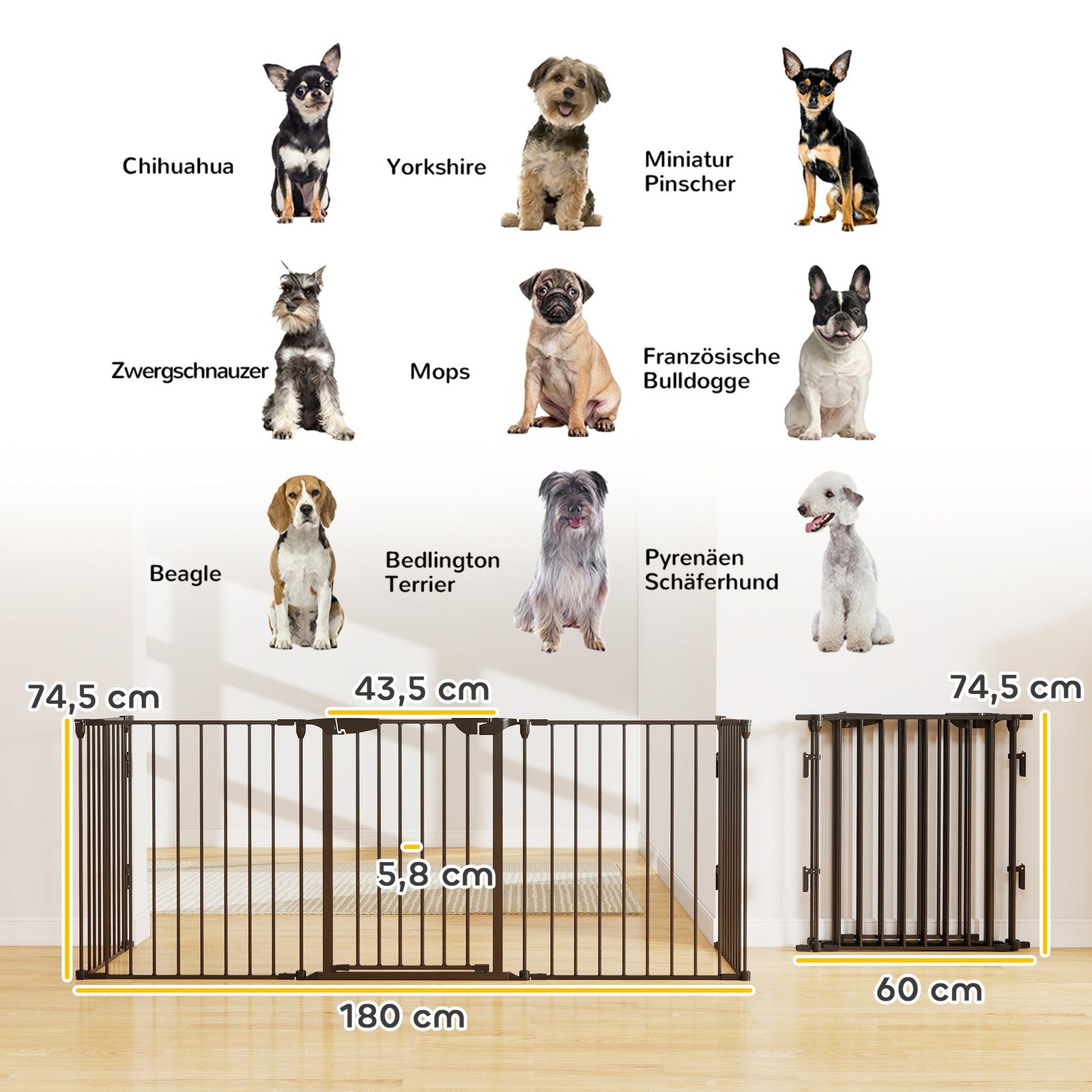 Pawhut 2-in-1 Foldable Puppy Playpen with Access Door and 5-Piece Metal Barrier for Dogs