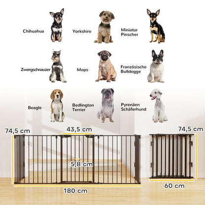 Pawhut 2-in-1 Foldable Puppy Playpen with Access Door and 5-Piece Metal Barrier for Dogs