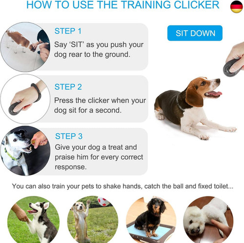 Diyife Hunde Clicker Set, 4 Stück für effektives Hundetraining