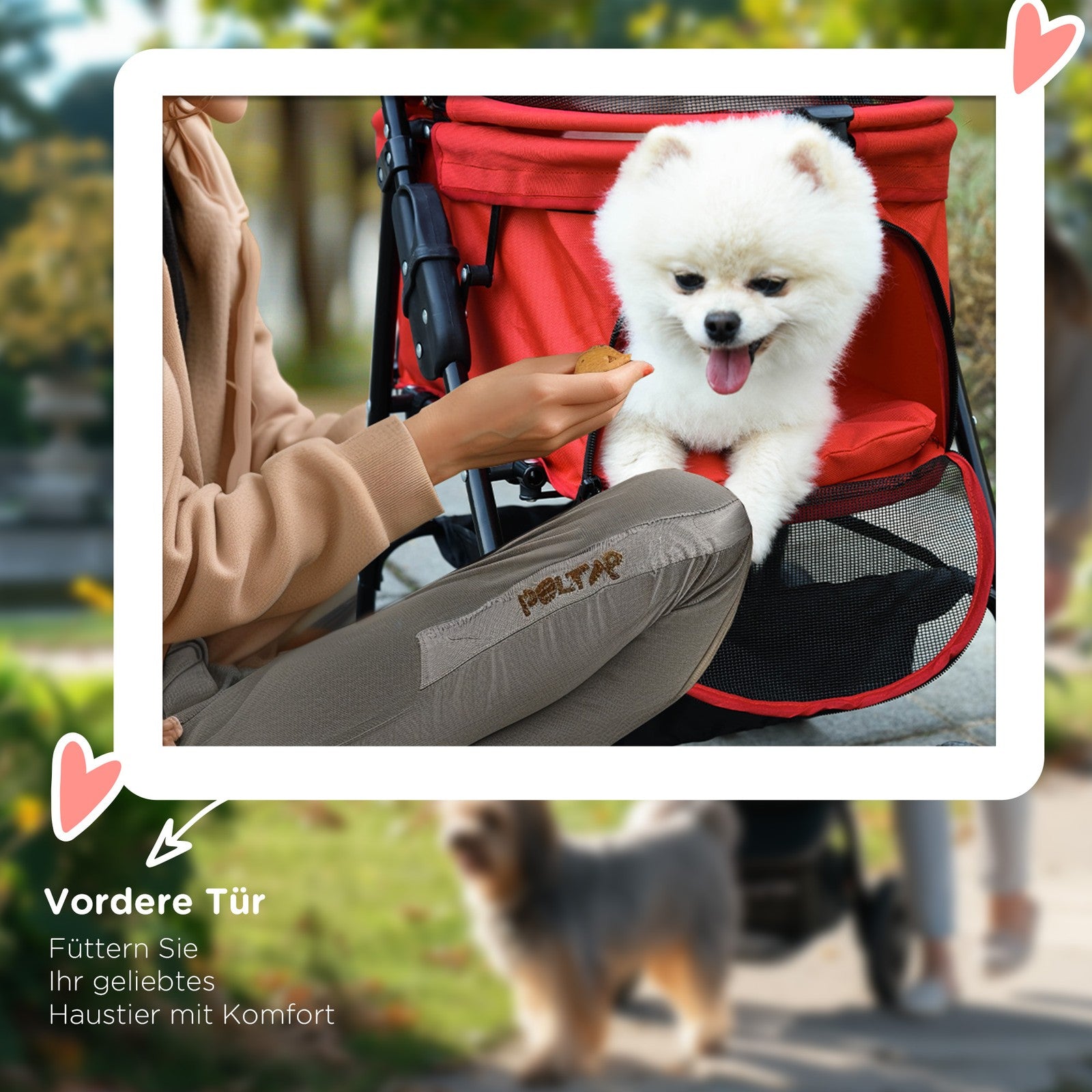 Collapsible Oxford Red Pet Stroller for Small Dogs