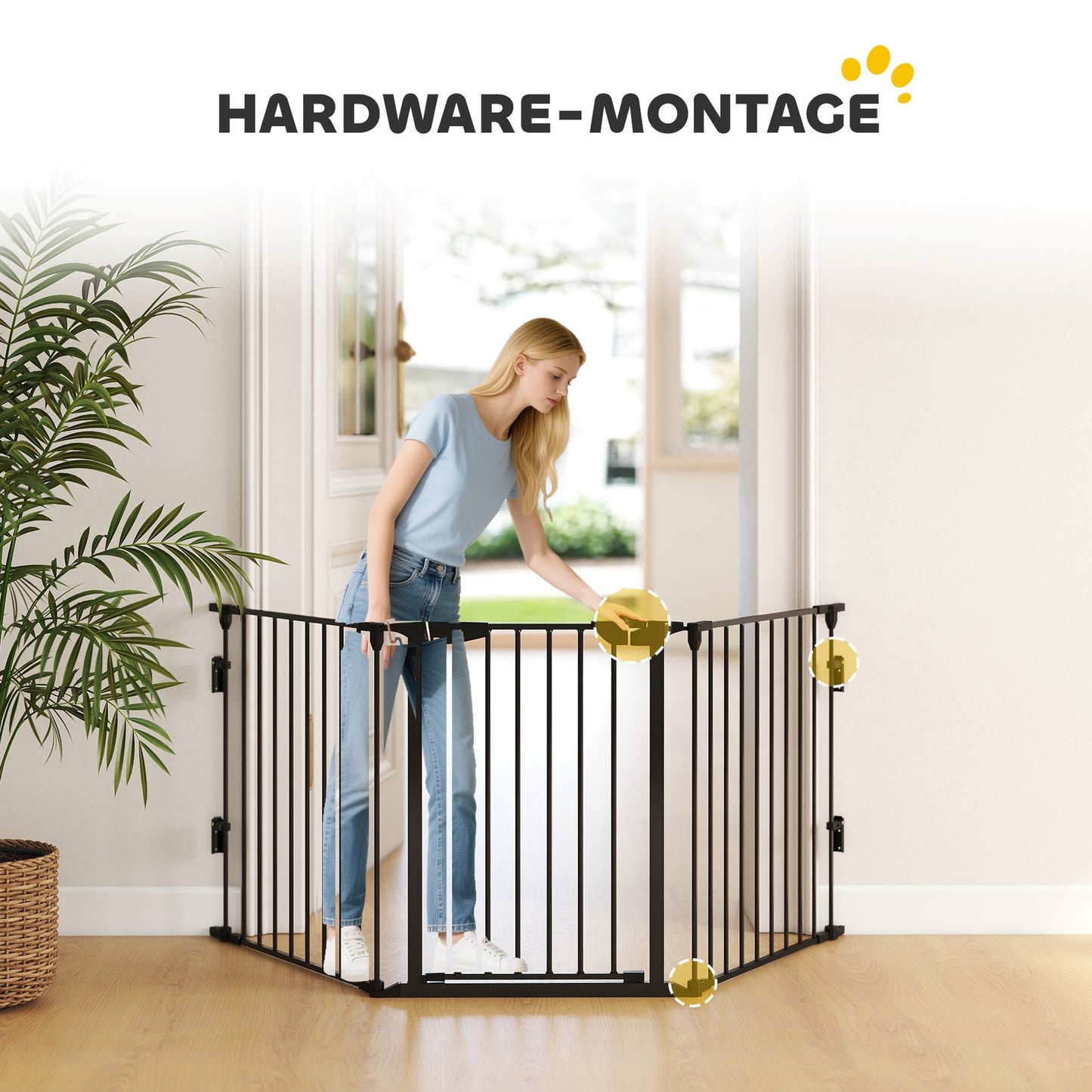 Pawhut 2-in-1 Foldable Puppy Playpen with Access Door and 5-Piece Metal Barrier for Dogs