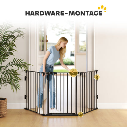 Pawhut 2-in-1 Foldable Puppy Playpen with Access Door and 5-Piece Metal Barrier for Dogs