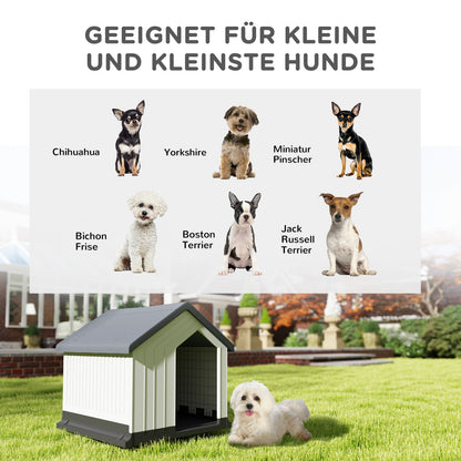 Pawhut Outdoor Hundehütte mit Asphaltdach und Fenster in Grau für Hunde