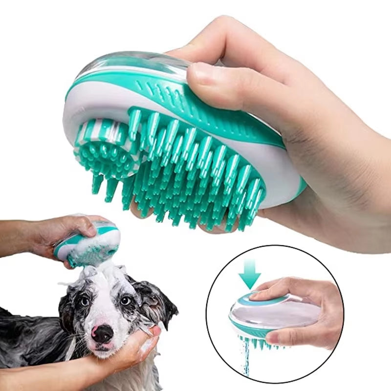 2-in-1 Pet Bath Brush and Massage Comb for Dogs and Cats - Soft Silicone Grooming Tool for Efficient Cleaning and Relaxation