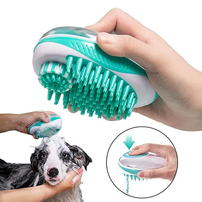 2-in-1 Pet Bath Brush and Massage Comb for Dogs and Cats - Soft Silicone Grooming Tool for Efficient Cleaning and Relaxation