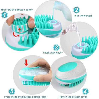 2-in-1 Pet Bath Brush and Massage Comb for Dogs and Cats - Soft Silicone Grooming Tool for Efficient Cleaning and Relaxation