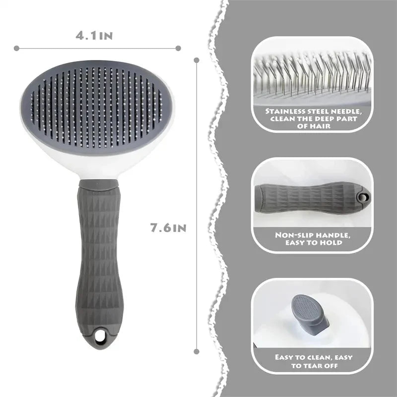 Self-Cleaning Pet Hair Removal Comb and Slicker Brush for Cats and Dogs - Professional Grooming Accessories