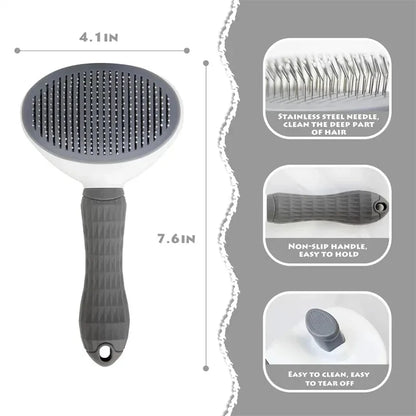Self-Cleaning Pet Hair Removal Comb and Slicker Brush for Cats and Dogs - Professional Grooming Accessories