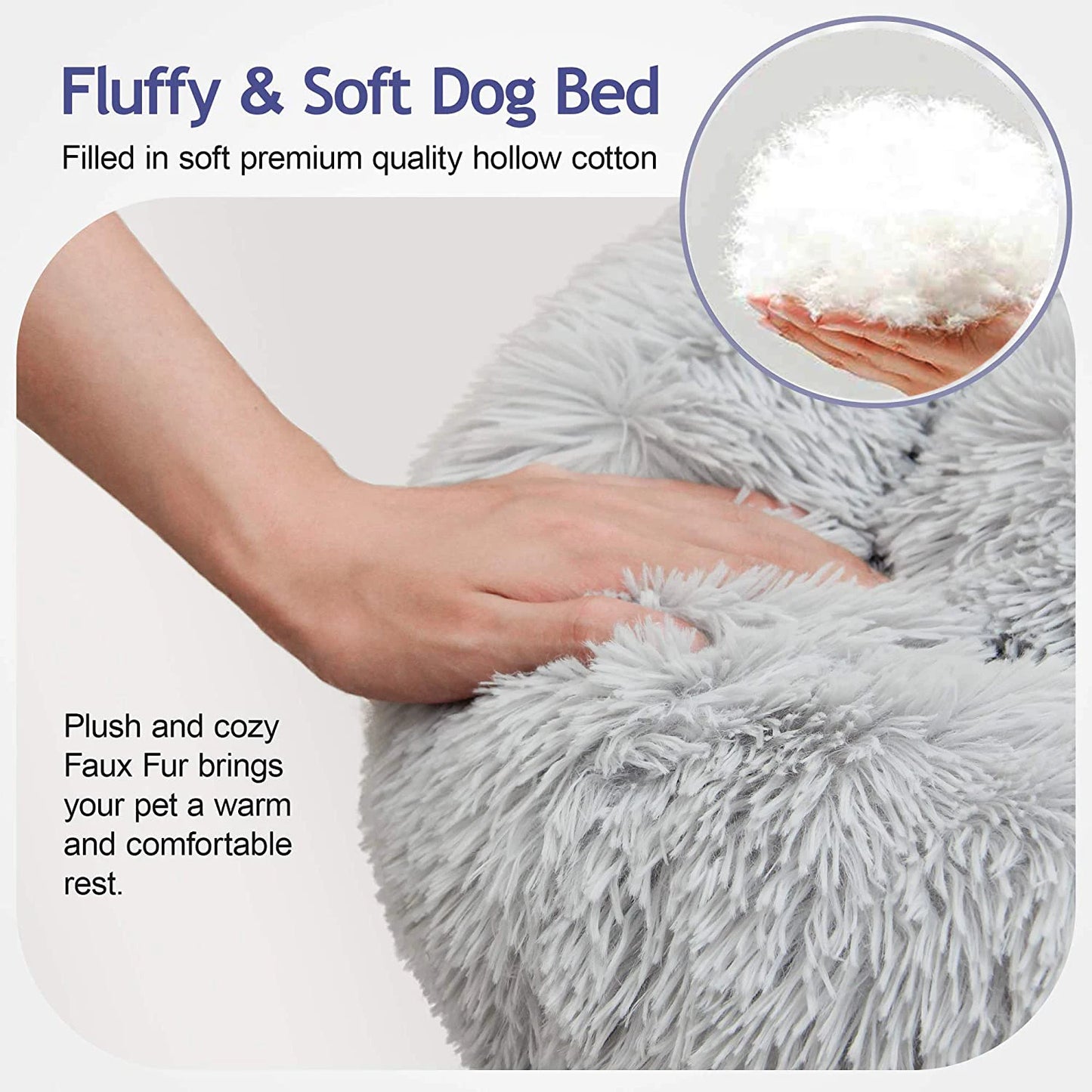 Premium Plush Donut Dog Bed - Warm, Soft, and Washable Calming Pet Bed for Small to Large Dogs and Cats - Ideal Winter Kennel Sofa Cushion Mat
