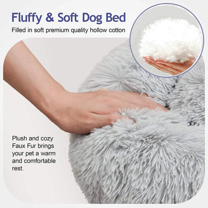 Premium Plush Donut Dog Bed - Warm, Soft, and Washable Calming Pet Bed for Small to Large Dogs and Cats - Ideal Winter Kennel Sofa Cushion Mat