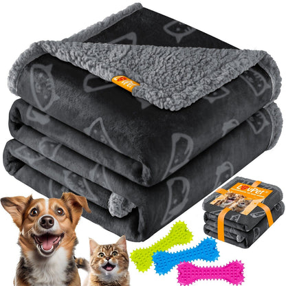 LOVPET® Waterproof Dog Blanket with Fleece Dry Bed for Pets, Accompanied by 3 Toy Bones
